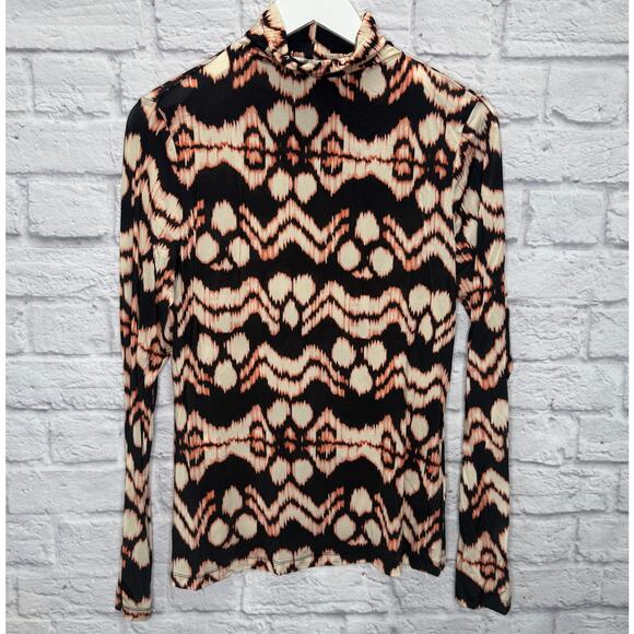 Ulla Johnson Aurelia Jersey Geometric Top Size XL Mock Neck Obsidian Abstract - Picture 1 of 6